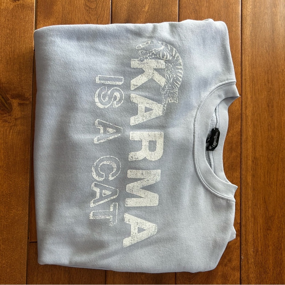 Lilac Sweatshirt with 'Karma is a Cat' Print